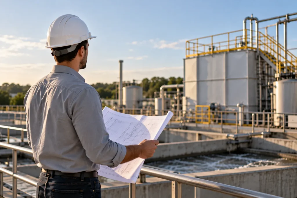 Engenheiro da Compacta Saneamento em suporte técnico