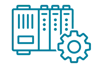 Ícone de painel de automação industrial com engrenagem