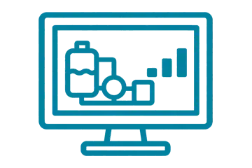 Ícone de monitor com tela de sistema supervisório do processo de flotação